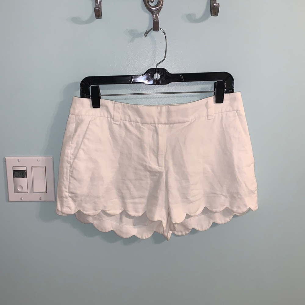 JCrew White Scalloped Shorts